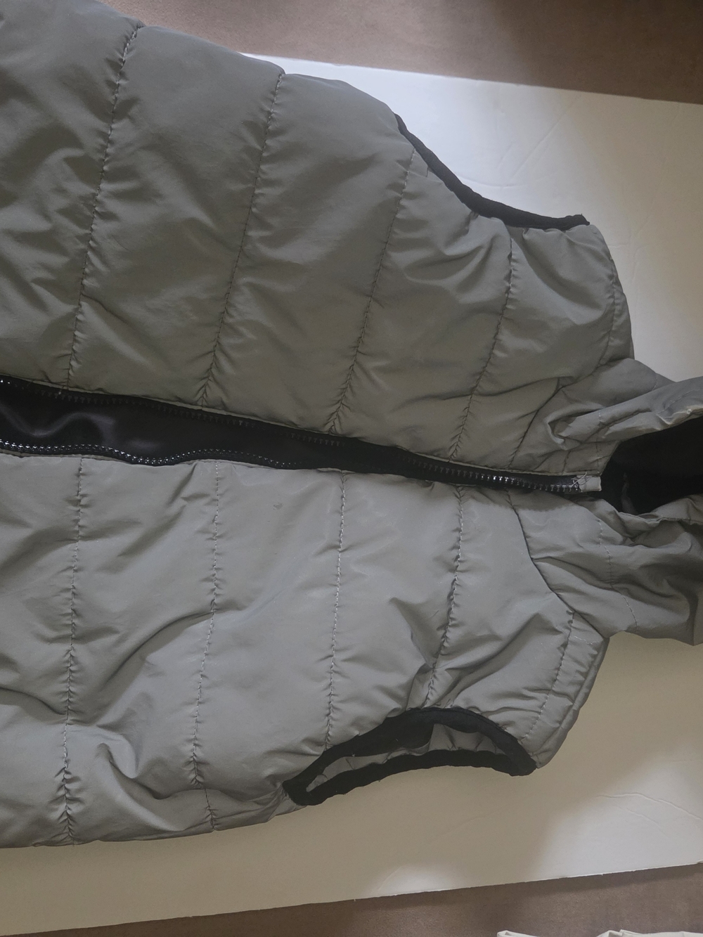 Kids Light Gray Quilted Puffer Vest with Hood